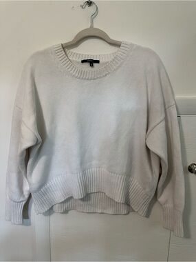 Quince White Scoop Neck Crewneck Sweater